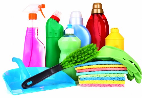 Cleaning professional preparing equipment for a scheduled service booking
