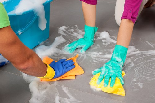 After builders cleaning in Richmond removing construction dust from a renovated home