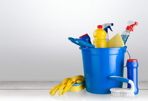 Cleaner completing the final stage of a professional cleaning service