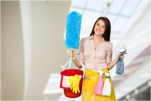 Richmond cleaning company performing detailed room cleaning in a modern office
